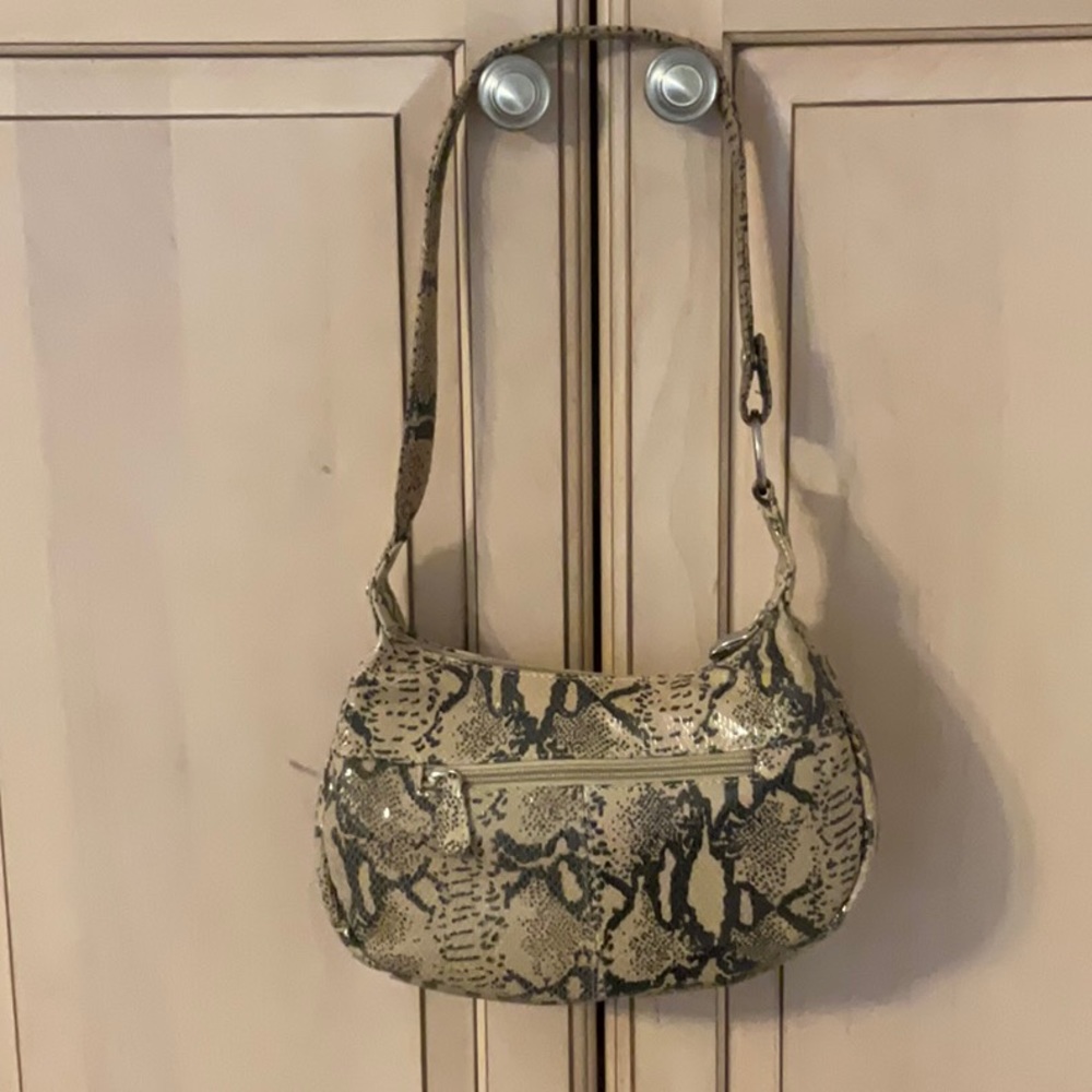 Pouch Animal Print Shoulder Bag. Goldtone Taupe & Black. 10”L x 6”H x 3.5” W.